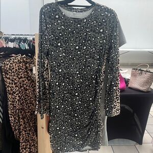 Leopard Print Long Sleeve Dress